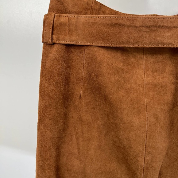 Sezane Tesse Suede Mini Skirt Brown Paper Bag Tie Waist Brown - Picture 5 of 7